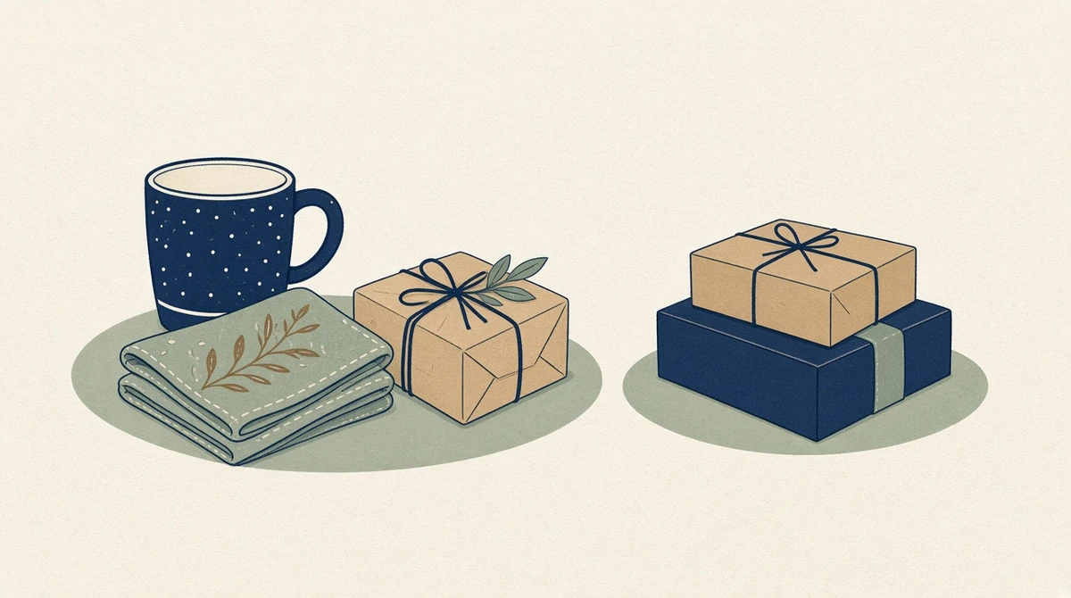 Two product groupings side by side, one set forward and one set aside.